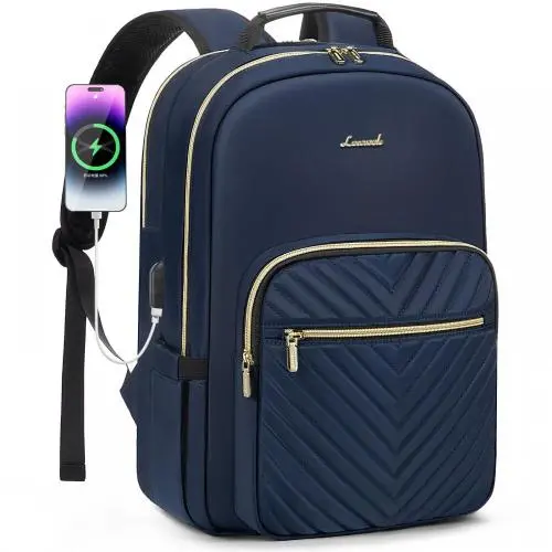 LOVEVOOK Stylish Quilted Smart school backpack with USB Port high quality waterproof business travel laptop backpack for women
