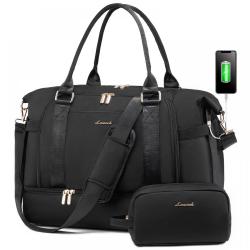 LOVEVOOK 2023 hot sale 2pcs Tote Weekender Bag Swim Gym USB Bag for Travel Sports Duffel bags with shoe compartment unisex