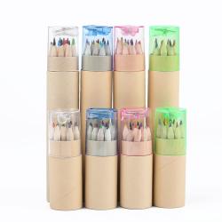Wood Barreled Colored Lead 6 or 12 pcs-Color Lead Long Barrel 6 Pack Colored Pencil Children's Painting Pen Graffiti Pen