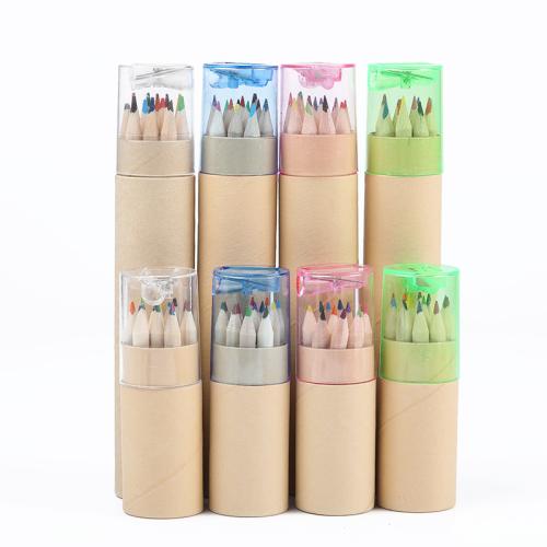 Wood Barreled Colored Lead 6 or 12 pcs-Color Lead Long Barrel 6 Pack Colored Pencil Children's Painting Pen Graffiti Pen