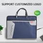ZR907 Unisex Business Luxury Briefcase Soft Faced Zipper Dark Blue Oxford Office Handbag Laptop Bag Woven Document Custom logo
