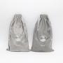 Custom Embroidery Logo Velvet Drawstring Dust Cloth Shoe Bag Large Gray Velvet Gift Shopping Bag For Shoe