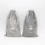 Custom Embroidery Logo Velvet Drawstring Dust Cloth Shoe Bag Large Gray Velvet Gift Shopping Bag For Shoe