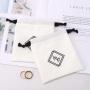 Custom Logo Printing White Cotton Twill Skincare Product Packing Bag High Quality Reusable Gift Jewelry Dust Cotton Pouch