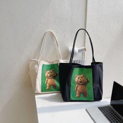 Han Edition Single Shoulder Bag Handbag High-capacity Fashionable Leisure Korean Girls' Canvas Bag Printing Bear Tote Bags