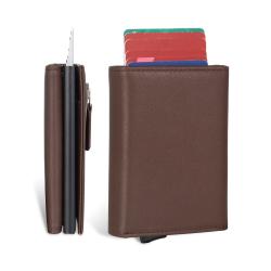 New Design Credit Card Leather Wallet Card Holder Minimalist Men Wallets Leather Metal Card Holder