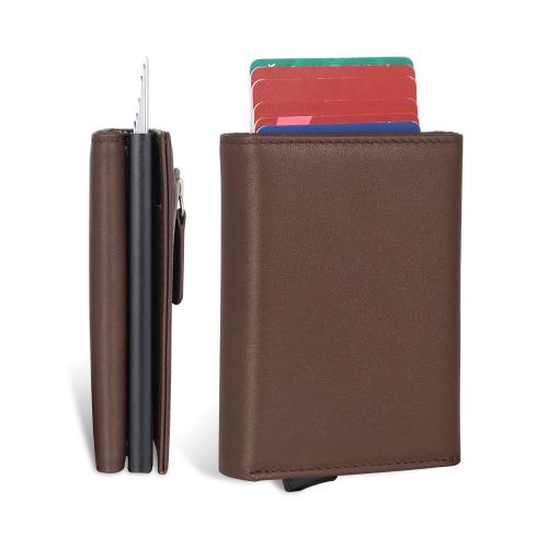 New Design Credit Card Leather Wallet Card Holder Minimalist Men Wallets Leather Metal Card Holder