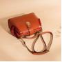 New Leather Handbags Messenger Bag Retro Simple Contrast Color Handbag Leather Doctor Bags