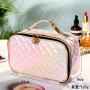 Portable Pu Lattice Fashion Women Makeup Case Laser Lattice Cosmetic Bags Toiletry Bag For Women