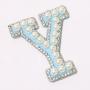 Stock New Blue Alphabet Embroidered Applique Diamond Colorful Letter Stick on Party Gift Self Adhesive Pearl Rhinestone patch