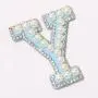 Stock New Blue Alphabet Embroidered Applique Diamond Colorful Letter Stick on Party Gift Self Adhesive Pearl Rhinestone patch