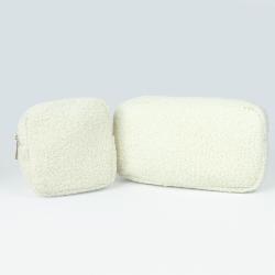 Stock Customizable Cozy Small Pouch Teddy Polar Fleece Material Stock Available Autumn Winter Teddy Cosmetic Bag
