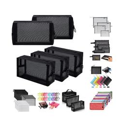 GELORY Customized Makeup Cosmetic Organizer Pouch Mesh Zipper Bags Multicolor Mesh Zipper Bags