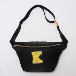 Large Capacity Nylon Waterproof  Belt Bag Zipper Closed Sling Bags For Men Custom Black Crossbody Fanny Bag
