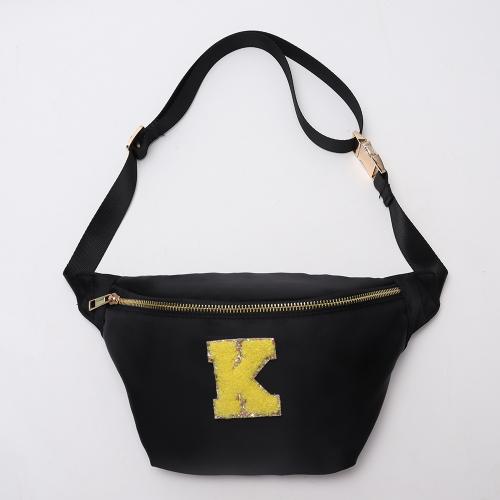 Large Capacity Nylon Waterproof  Belt Bag Zipper Closed Sling Bags For Men Custom Black Crossbody Fanny Bag