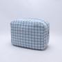 New Trendy Customize Portable Plaid Cloth Mini Zipper Stand Up Accessories Toiletry Bags Travel Makeup Bag Tweed Cosmetic Pouch
