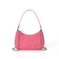 Wholesale New design candy color luxury ladies hand bags female  Ruched nylon bags chain sling bags for women crossbody