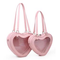 Factory customized heart shape ita bag with clear window custom design transparent PVC heart ita bag