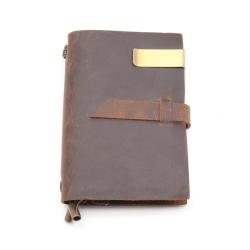 Vintage leather journal notebook custom business crazy horse leather padfolio leather writing notebook cover with money clip