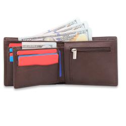Top grain genuine leather men's two in one wallet
