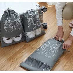 HR409 Hot Selling Dust Travel Shoe Storage Bag Transparent Visible Drawstring Strap Pocket Shoe Bag Nonwoven Home Organizing Bag