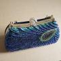 New peacock feather sequined bag chains shoulder vintage dress prom beaded women's clutch bag evening bag 2024