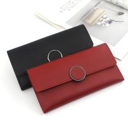 Latest Arrival Long Student Coin Purse Wallets Clutch Three-fold Buckle Circle Metal Multi-function Card Holder Wallet For Women