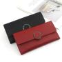 Latest Arrival Long Student Coin Purse Wallets Clutch Three-fold Buckle Circle Metal Multi-function Card Holder Wallet For Women