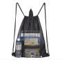 Gelory Heavy Duty Beach Swimming Gym Drawstring Nylon Mesh Bag Backpack Sports String Sack Pack with Water Bottle Holder Front Pocket