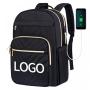 Custom Brand Black 15.6-Inch Quilted Laptop Backpack Stylish Laptop Bag for Women Work Computer Bags Bookbag Purse