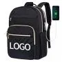 Custom Brand Black 15.6-Inch Quilted Laptop Backpack Stylish Laptop Bag for Women Work Computer Bags Bookbag Purse