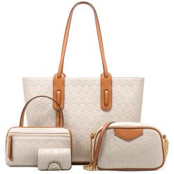 Wholesale Large Capacity Hand Bag Set Chain Embossed Printing Tote Bags 4 in One Set famous brand