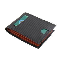 Designer front pocket coin wallet rfid blocking minimalist black carbon leather wallet for men