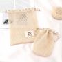 Custom Label Logo Printed Natural Cotton Mesh Soap Bag Organic  Drawstring Soap Pouch For Gift