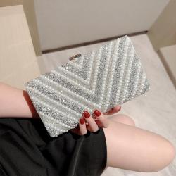 New arrival pearls clutch bag women square purses dress clutch bag small pearl luxury dinner clutch bag evening handbags