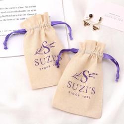 Eco-friendly Small Muslin Gift Pouch Recycled Custom Logo Printed Cotton Drawstring Jewelry Cosmetic Dust Pouch