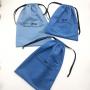 Custom Black Logo Suede Drawstring Microfiber Clothes Hat Packaging Storage Bag Luxury Blue Suede Shopping Bag