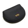 Cross Texture PU Leather Embossed Logo Toilet Bag with Gold Metal Zipper