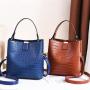 CCF631 Crocodile Pattern Bucket Handbags Famous Brands PU Leather For Women Shoulder Bag Fashion Single Shoulder Crossbody Bag