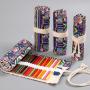HR207 Stationery Ethnic Style Canvas Printing Simple Pen Roll Rope Bag Sketch Color Pencil Curtain Pouch Brush Pen Storage Bag