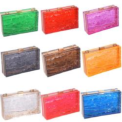 crack Evening Bags for Women Popular Acrylic Women's Small Square Bag Summer Candy Color Transparent Clutch Box