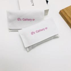 Custom Pink Logo Envelope Cotton Twill Jewelry Pouch Gift Comb Mirror Packaging Envelope Cotton Bag