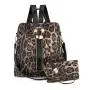 Lady Designer Bag 3 in 1 Pu Leather Cow  Leopard Print Pattern Backpack for Women Solid Colors Satchel Sling Purse Golden Zipper