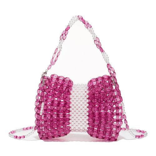 2024 Wholesale Bow Acrylic Beaded Hand-woven Hollow Beaded Handbag Fresh and Sweet Ladies resin Beaded Flap