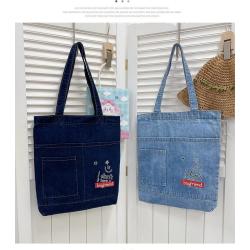 Wholesale Simple Shoulder Bag New Custom Denim Shopping Handbag Female Japanese Korean Style Students Canvas Bag