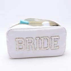 Keymay Personalized Chenille Letter Nylon Pouch Gift Bags Travel Toiletry Cosmetic Bag Bride Make up Bag