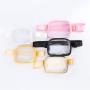 Keymay 5 Colors Women Fashion Custom Fanny pack Chest Bag Leather Clear Square Belt Bag Pvc Waterproof Waist Bag