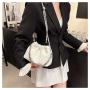 Fashionable drawstring bag with chain soft leather handbag purse underarm bags shoulder bag for ladies