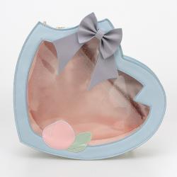 Hot selling sweet heart clear ita bag with glitter PVC window custom design ita bag
