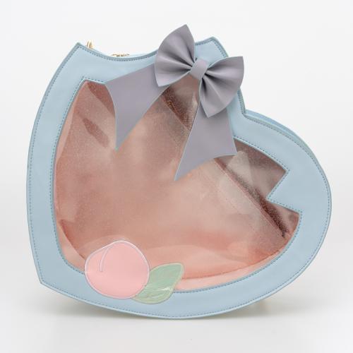 Hot selling sweet heart clear ita bag with glitter PVC window custom design ita bag